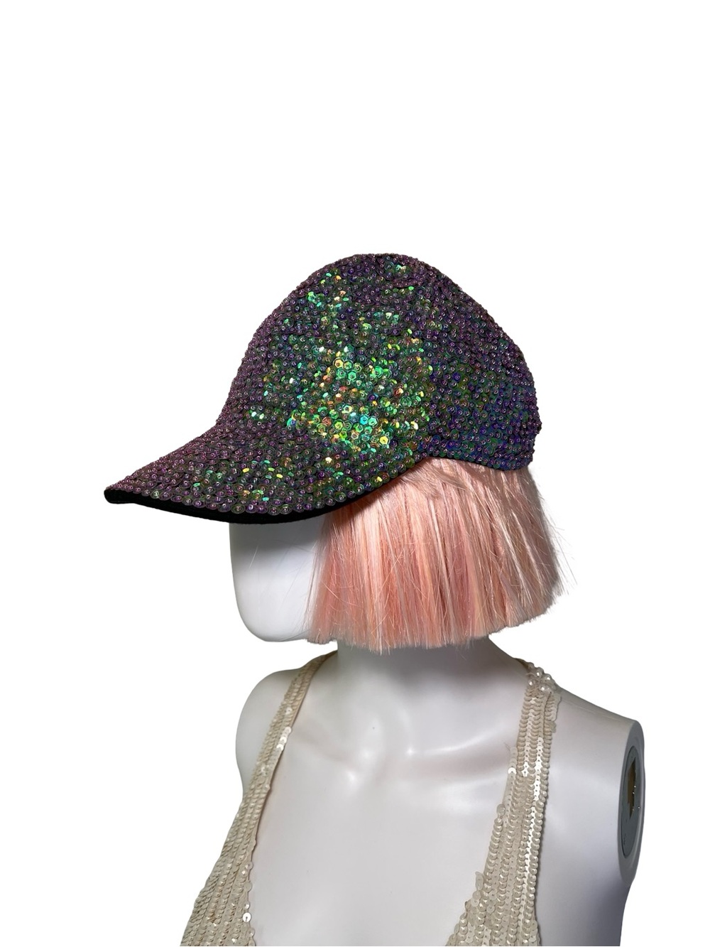 Iridescent Purple-Green Sequin Baseball Cap